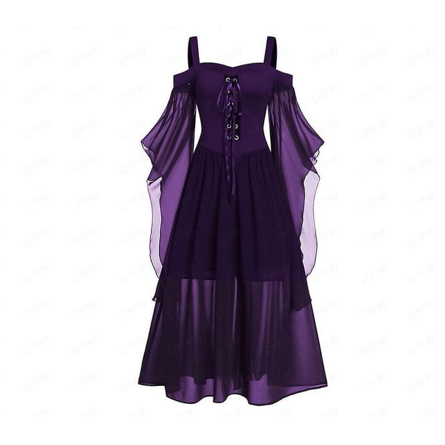 XL Vestido con hombros caídos y tirantes de malla para mujer