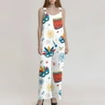 thumbnail image 4 of Fgvctg Womens Mardi Gras Jumpsuit Sleeveless Carnival Party Spaghetti Straps Overalls Trendy Wide Leg Pant Mask Graphic Bib Overalls Rompers Sprimg Pant With Pockets White XXXL, 4 of 4