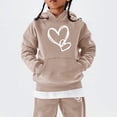 thumbnail image 5 of CPNG Teens Kids Unisex Boys Girls Sweatsuit 2 Piece Set Heart Print Sweatsuits Hoodie Sweatshirts and Sweatpants Set(Khaki,9-10 Years), 5 of 5
