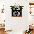 thumbnail image 5 of Eveokoki Home Sweet Home Wreaths Decor Sign Front Door, Round Wood Hanging Sign with Ribbon Bow and Artificial Green Leaves, Farmhouse Porch Decorations for Home 12", 5 of 5