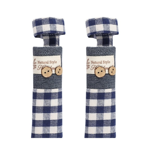 MUSEYA Cotton Refrigerator Handle Cover for Fridge Door Protection Dark Blue Kitchen Appliance Wrap Gloves 2 Pieces