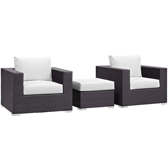 Afuera Living 3 Piece Patio Sofa Set in Espresso and White Finish