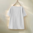 thumbnail image 6 of Tqcoqu Women's Cotton Linen Short Sleeve Tops,Crew Neck Side Button Shirts Casual Loose Fit T-Shirt,White Women's S-XXL, 6 of 8