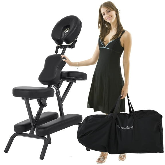Dkeli Folding Massage Chair Portable Adjustable Tattoo Spa Chair with Carry Case & Face Cradle, Black