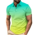 thumbnail image 2 of Teissuly Men's Casual Gradient Short Sleeved Lapel Button Up T-shirt Top, 2 of 5