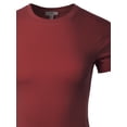 thumbnail image 4 of A2Y Women's Junior Fit Basic Solid Cotton Short Sleeve Crew Neck T Shirt Tee Tops Cabernet S, 4 of 5
