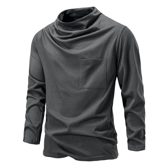 GigrtiJin Men's Turtleneck Shirt Slim Mock Neck Thermal Shirts Casual Long Sleeved Undershirt Solid Color Basic Tops