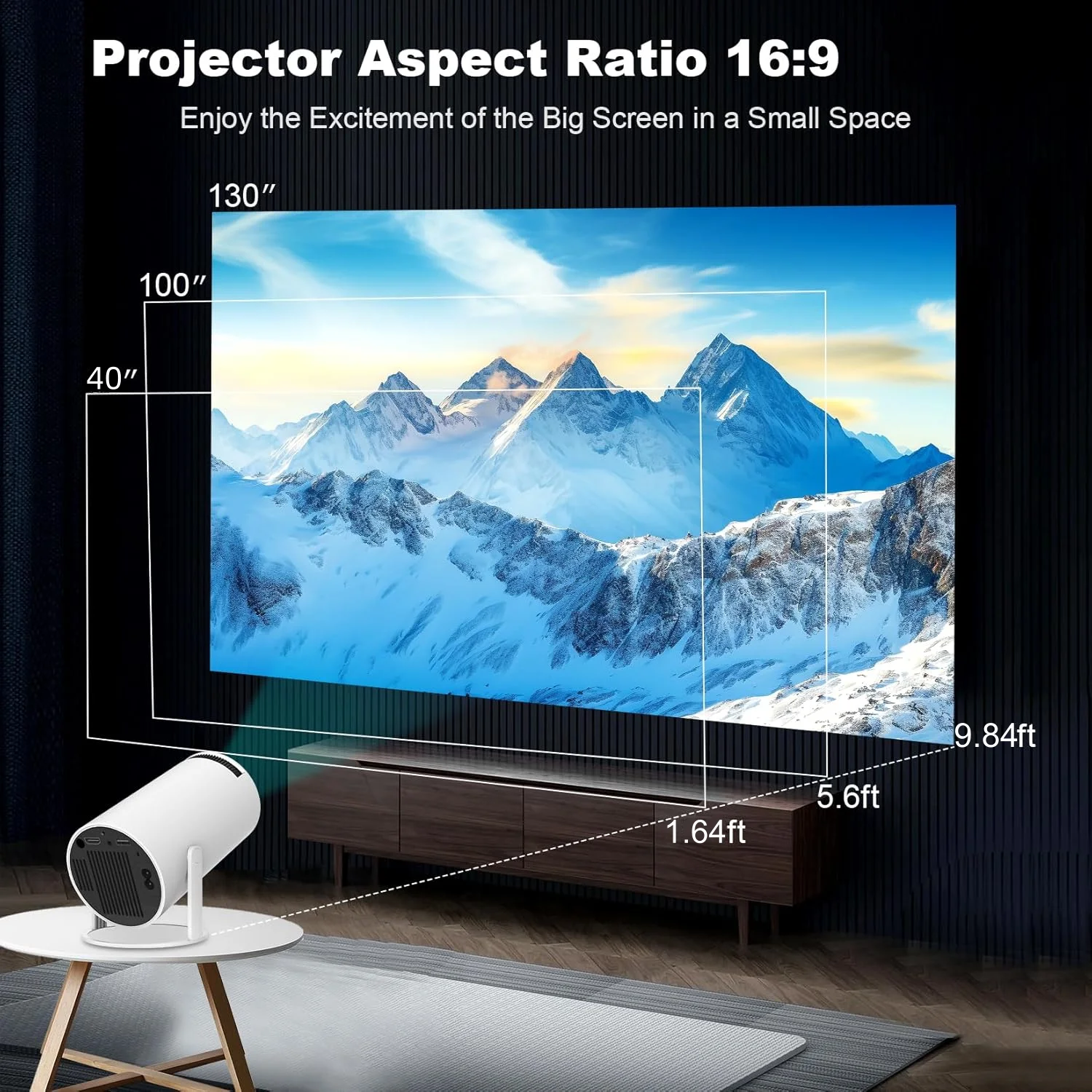 BDQ Mini Projector, Support 4K 1080P with Dual-Band WIFI6 5G Wireless 5.4 Bluetooth Android 11.