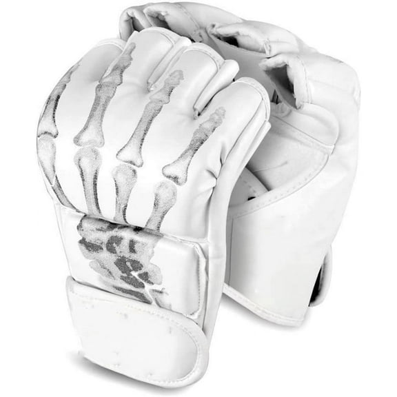 MMA Gloves, Half-Finger Boxing Fight Gloves MMA Mitts with Adjustable Wrist Band UFC Gloves for Sanda Sparring Punching Bag Training (One Size Fits Most)