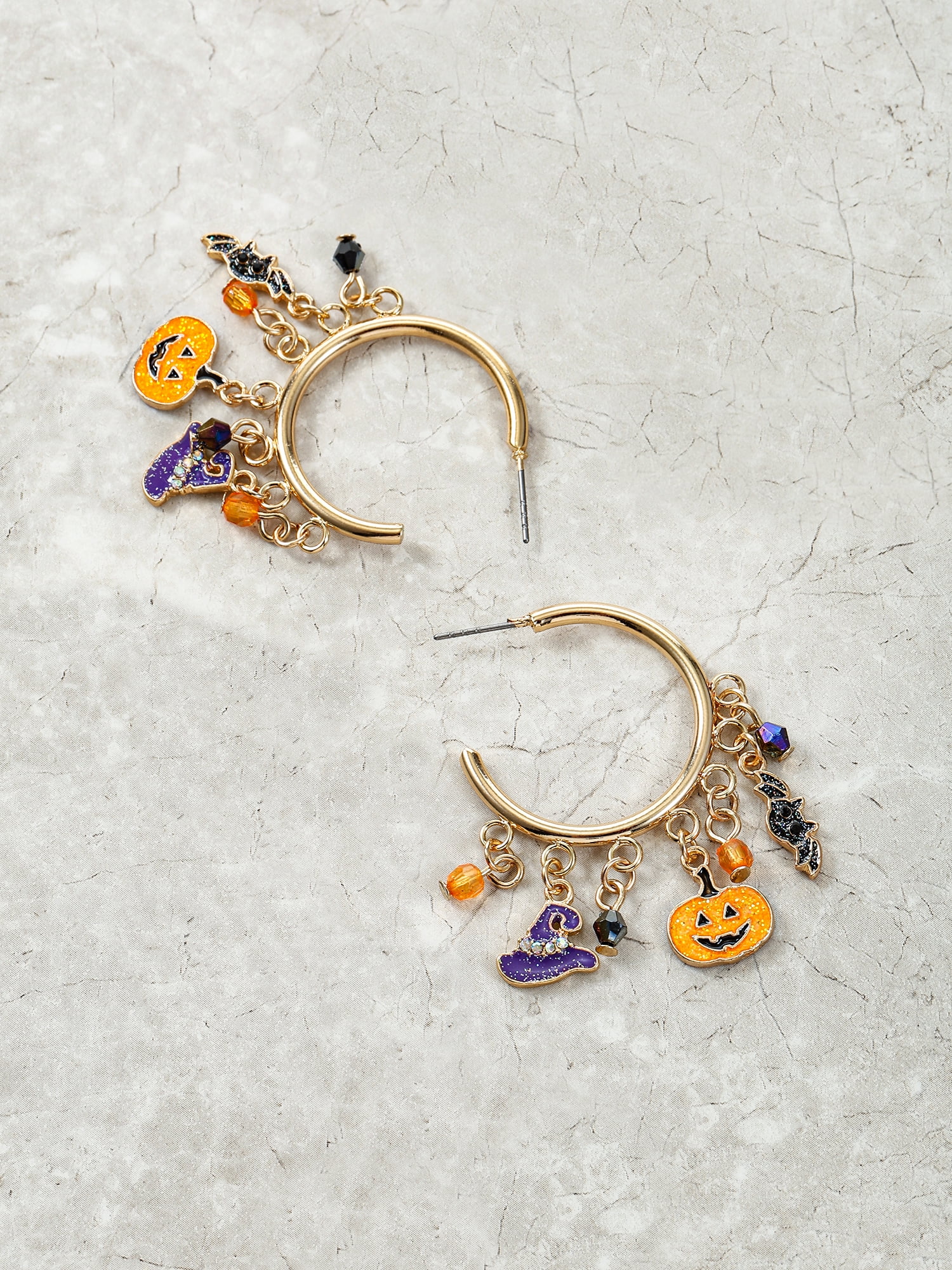 Way To Celebrate Halloween Pumpkin Glitter Earring, 1 Pair, Female...