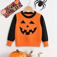 thumbnail image 5 of Afdoent Girls Sweaters Halloween Cute Print Sweater Fall Winter Knitted Top Crewneck Long Sleeve Color Block Pullover for Kids 6-7 Years, 5 of 7