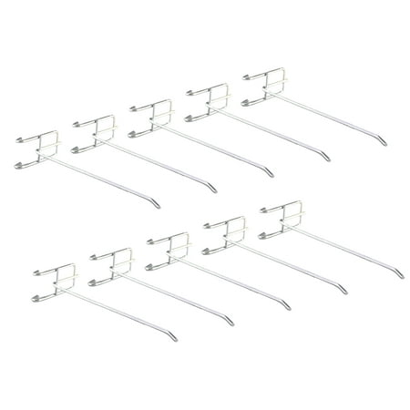 

WindC 10Pcs Mesh Panel Hooks Thickened Chrome-plated Silver Color Grid Wall Exhibition Hangers for Supermarkets Garages