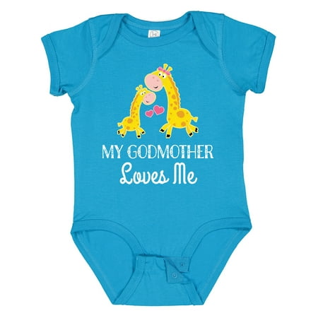

Inktastic My Godmother Loves Me Giraffe Gift Baby Boy or Baby Girl Bodysuit