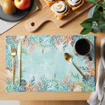 thumbnail image 2 of Placemats 1 Pack, Blue Coastal Woven Placemat, Linen Place Mats for Kitchen/Dining Tables, Summer Nautical Beach Coral Starfish Washable Table Mats for Party, 2 of 8
