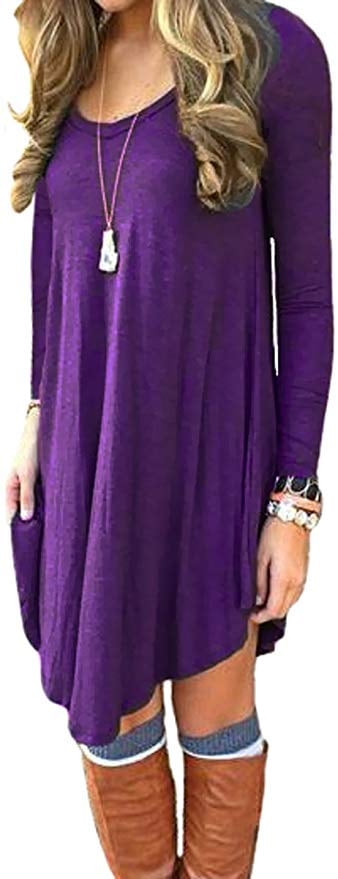 Long Sleeve Casual Loose T-Shirt Dress 