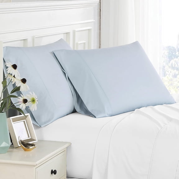 Southshore Fine Living, Inc. Cotton Pillow Cases Queen Set of 2, 300 TC Cotton Pillowcases, Blue