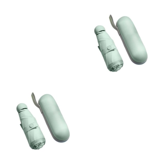 Bearachild Paraguas plegable de viaje para acampar, para mujer, a prueba de sol, impermeable, 5 pliegues, sombrilla a prueba de viento, regalo Verde claro 2piezas