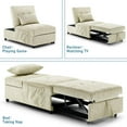 thumbnail image 3 of Aukfa Futon Sofa Bed Chair, 4 in 1 Pull Out Convertible Sleeper Chaise for Small Space Living - Beige, 3 of 8