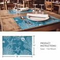 thumbnail image 3 of Placemats 1 Pack, Blue Coastal Woven Placemat, Linen Place Mats for Kitchen/Dining Tables, Starfish Coral Summer Beach Ocean Washable Table Mats for Party, 3 of 8