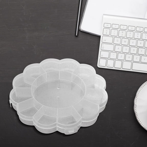 Openpig Plastic Household Flower Shape 13 Compartments Earring Bead Container Storage Case Clear