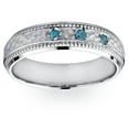thumbnail image 1 of Mens Blue Diamond Hammered 10K White Gold Wedding Band, 1 of 1