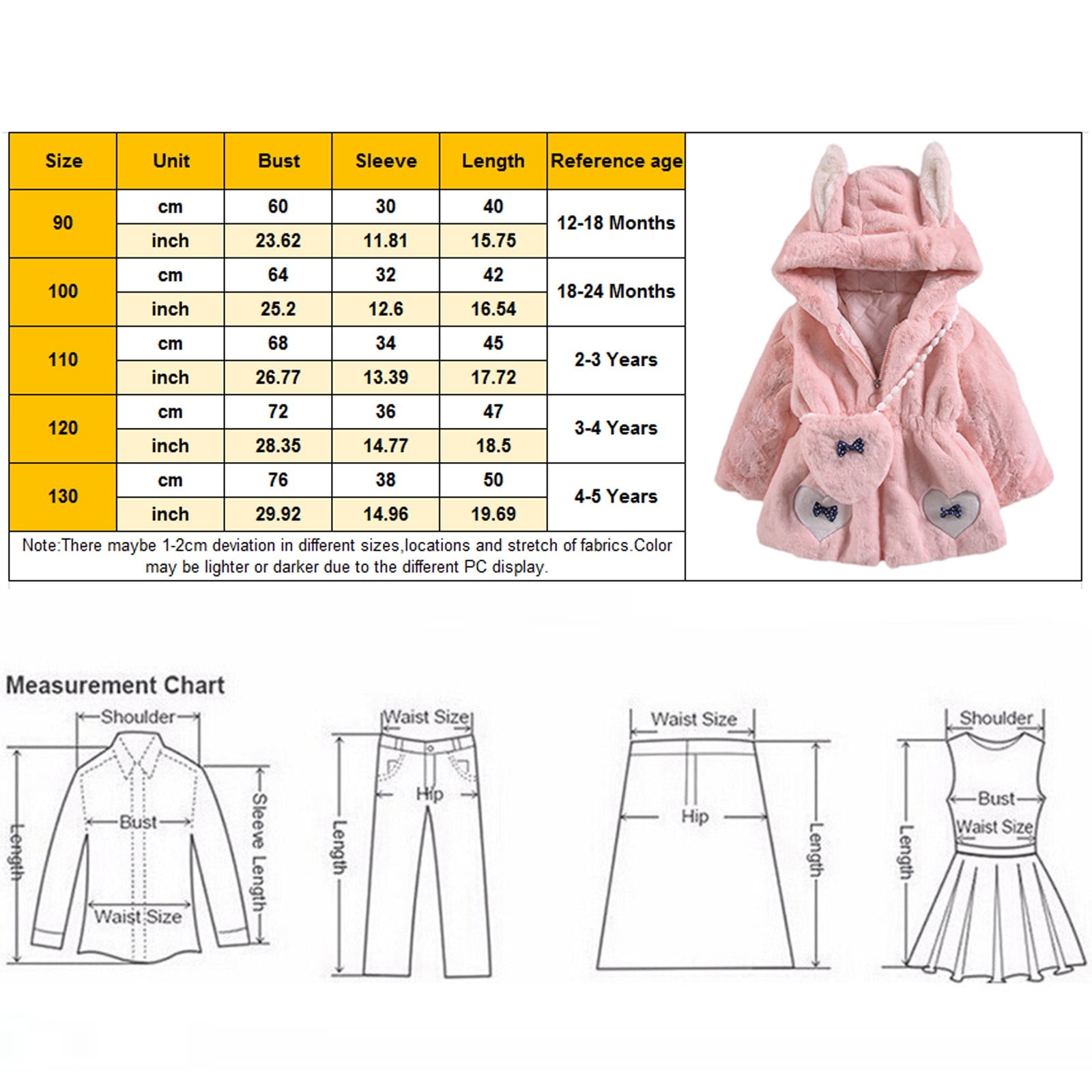 nsendm Big Kid coat Winter Jackets for Kids Girls Size 14 Jacket Hoodie Coats Long Up Zip Clothes Bag Winter Cartoon Keep Sleeve Girls Clothes Red 3 4
