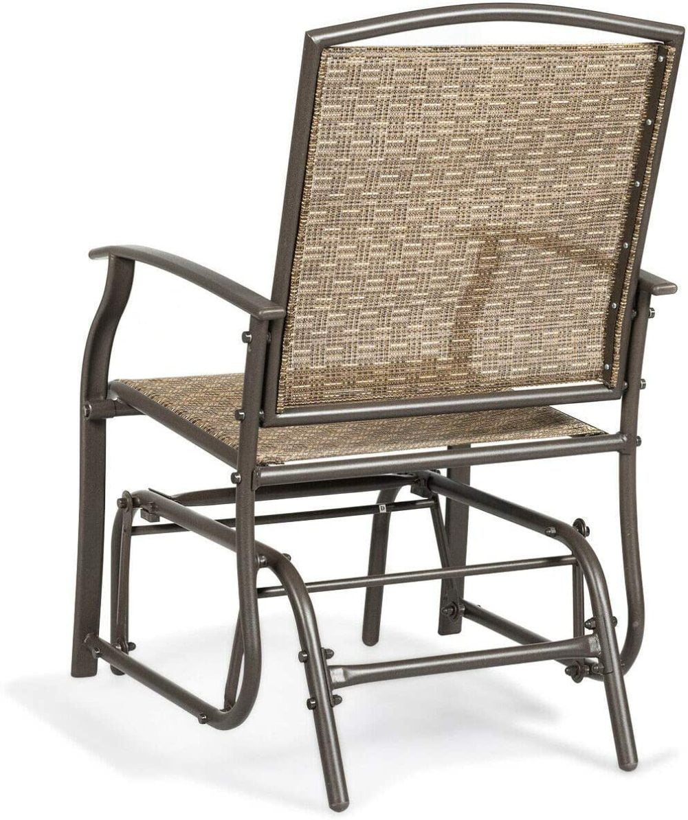 Outdoor Rocking Chair Patio Swing Seating Steel Frame, Sturdiness 