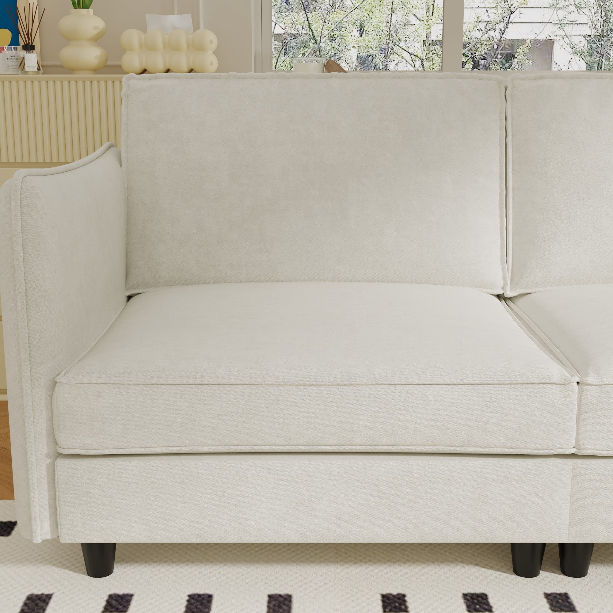 Modern Sofa Couch,74.27'' Loveseat Sofa Mid Century Comfy Couch, 2-Seater Love Seats for Small Spaces, Apartment,Beige