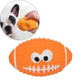 thumbnail image 4 of DOLITY 6xDog Toy Bite Resistant Rubber Squeaky Ball Bite Toy Teething Exercise Orange Rugby 6 Pcs, 4 of 8