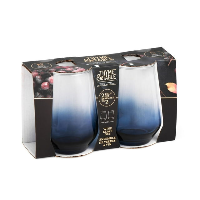 Thyme & Table Stemless Wine Glasses, 2-Piece Set