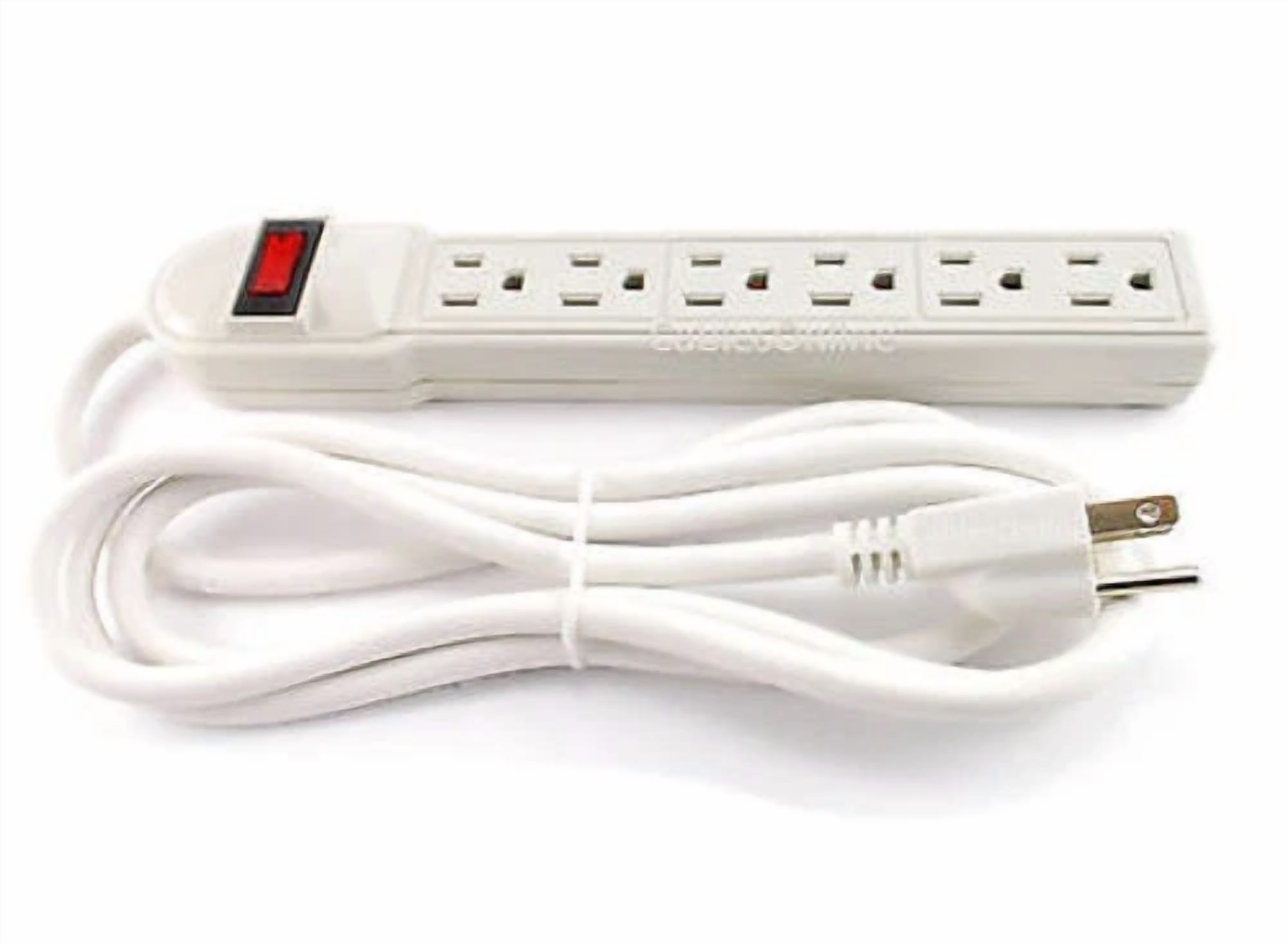 CRESTIN- 6 Outlet Surge Protector 90J / 15Amp Power Strip W/ 6Ft Cable, White, Sp-B01W