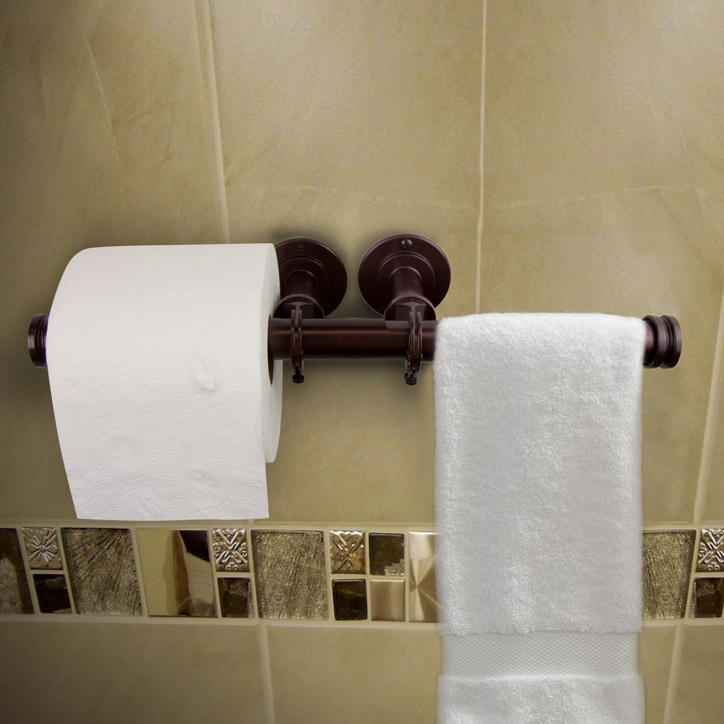 Rod Desyne Double Toilet Paper Holder / Closet and Ceiling Rod