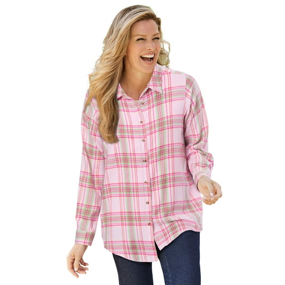 Woman Within Plus Size Classic Flannel Shirt