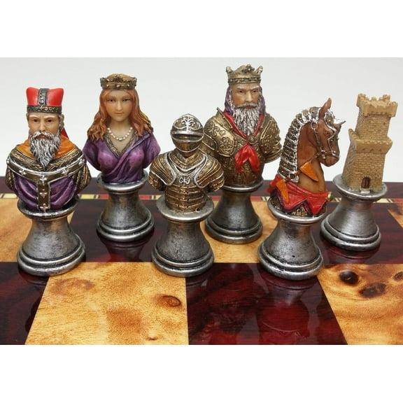 Medieval Times Crusades Busts PAINTED Men Chess Pieces Set - NO Board