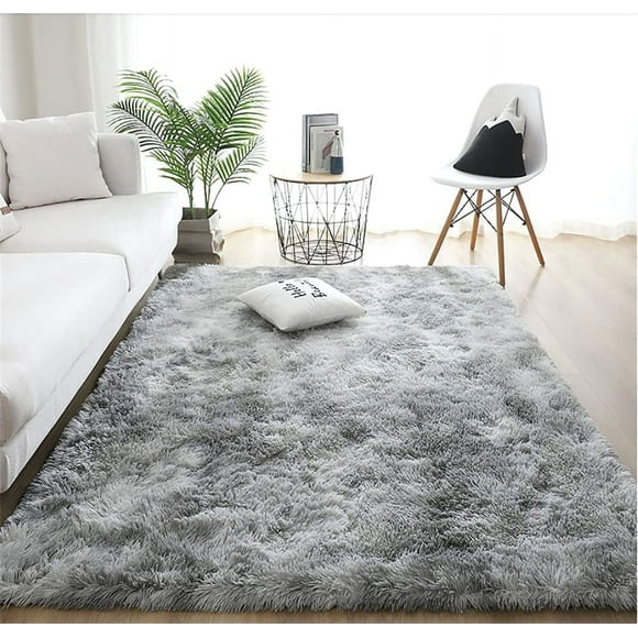 Fluffy Floor Mat Fluffy Faux Fur Area Rug Decorative Gradient Floor Mat for Bedroom Living Room Dining Room (Light Grey, 80x160cm)