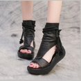 thumbnail image 1 of SAILING Sandalias de cuero negras para mujer, botas geniales, zapatos de plataforma, cuñas, zapatos de mujer, sandalias de moda para exteriores, novedad de verano 2023, 1 of 4