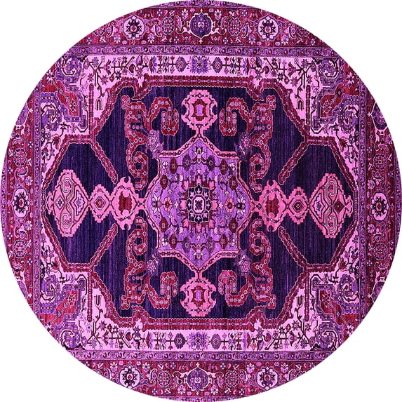 Ahgly Company Indoor Round Oriental Pink Industrial Area Rugs, 5' Round