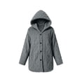 thumbnail image 6 of Zedker Women Hooded Button Up Fleece Jacket Long Sleeve Fuzzy Coat Loose Warm Outerwear with Pockets Gray Jackets for Women, 6 of 6