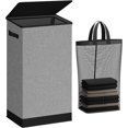 thumbnail image 1 of Cesto de ropa SOLEDI, 100 L, grande y alto, con tapa y bolsa, color gris, 1 of 9