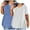 Blue, variant on WMTBSRSW Women's 2 Pack Plus Size Summer Tops Short Sleeve Loose Casual Shirts Solid V Neck Dressy Blouse Tops 2 Color L-5XL