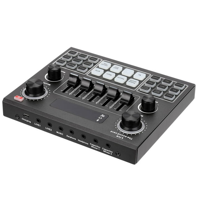 Live Sound Card 12 Electric Sounds 14 Effects Real Time Monitoring BT Accompaniment Microphone Set Mic Support for Broadcasting Recording Singing