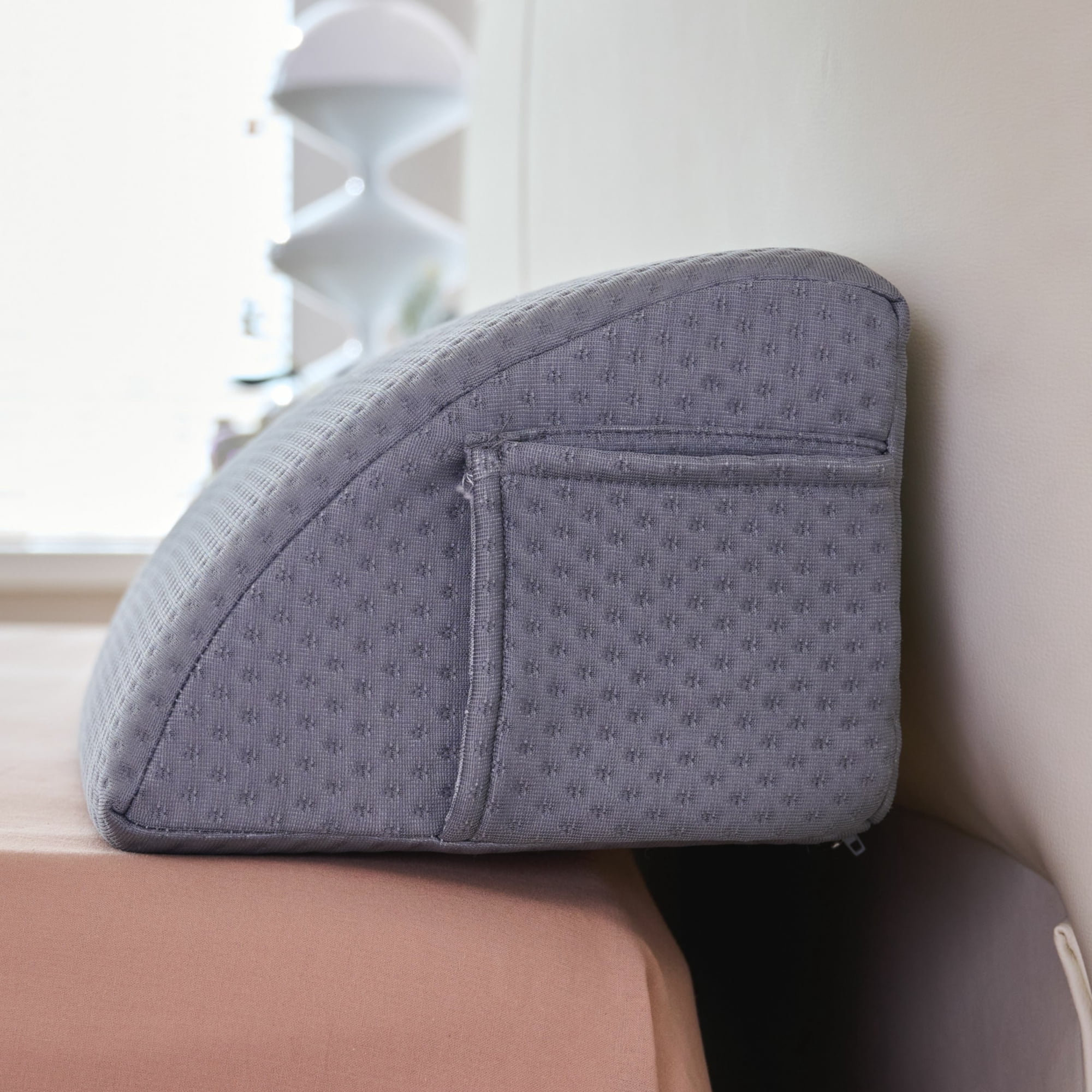 Jakoola Twin 39"x8"x6" Headboard Gap Pillow Bed Wedge Pillow Mattress Gap Fill for Headboard Bedside, Gray