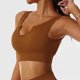 thumbnail image 2 of Sujetador de yoga Seamless Strappy elástico en forma de U escote acanalado con tazas extraíbles para correr, 2 of 5