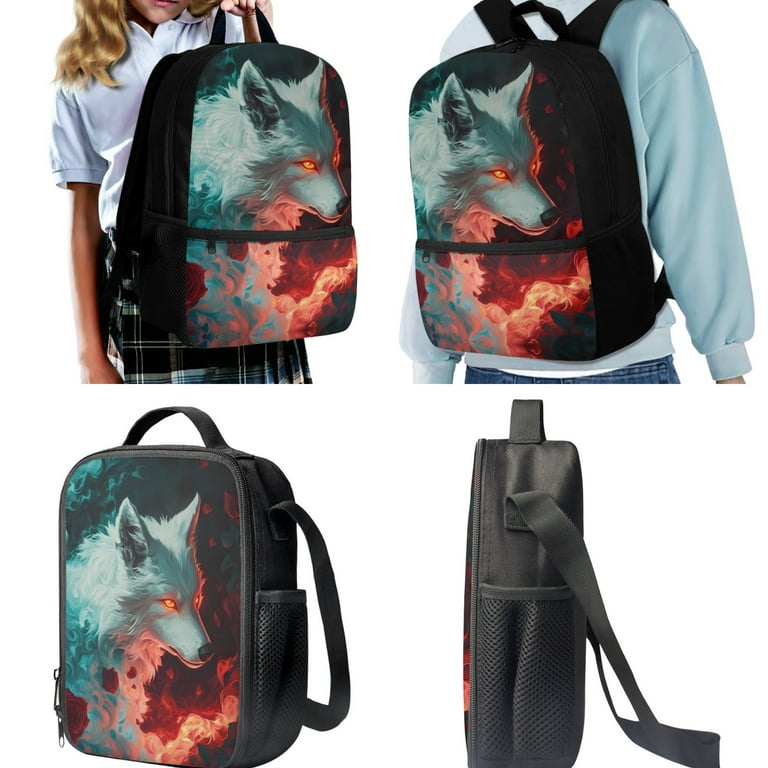 Yuyamidu 4 in 1 Cool Wolf Kids Backpack with Lunch Bag for Boys Girls  Bookbag and Lunch Box Set Pencil Case Water Bottle Bag Middle/Elementary  School Bag for 4th Grade - Walmart.com