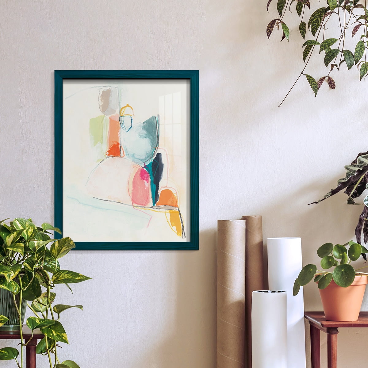 Factotum I -Framed Print w/glass-Ocean Blue