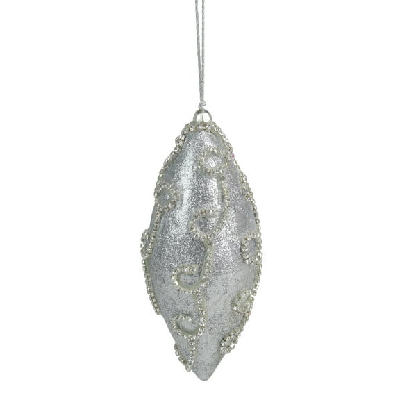 Glitter Silver Shatterproof Christmas Finial Ornament 6"