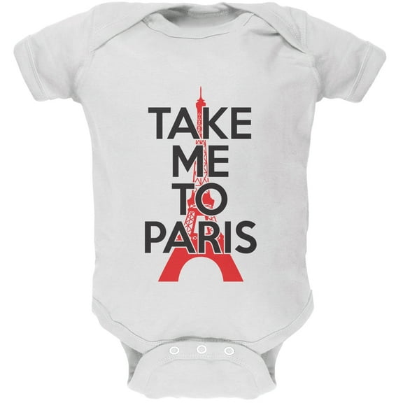 Take Me To Paris White Soft Baby One Piece - 0-3 months