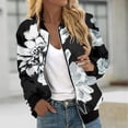 thumbnail image 3 of Tiqkatyck Winter Jackets Clearance, Women Autumn Fashion Leisure Square Thin Jacket with Flap Pocket Jacket with Elastic Hem and Cuffs Coat Baseball Top for Women Black S, 3 of 5