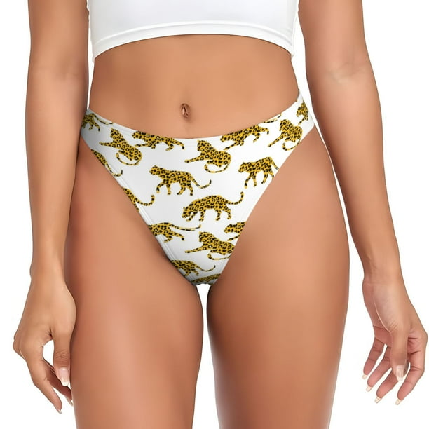 Fotbe Leopard Print Tanga Sin Costuras para Mujer con Estampado – Panties Invisibles, Transpirables y Cómodos para Uso Diario-Large