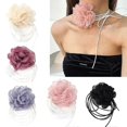 thumbnail image 3 of Romantic Flower Choker Necklace For Women Sweet Flower Neck Rope Chain--Black-Product code 47449 Black, 3 of 3